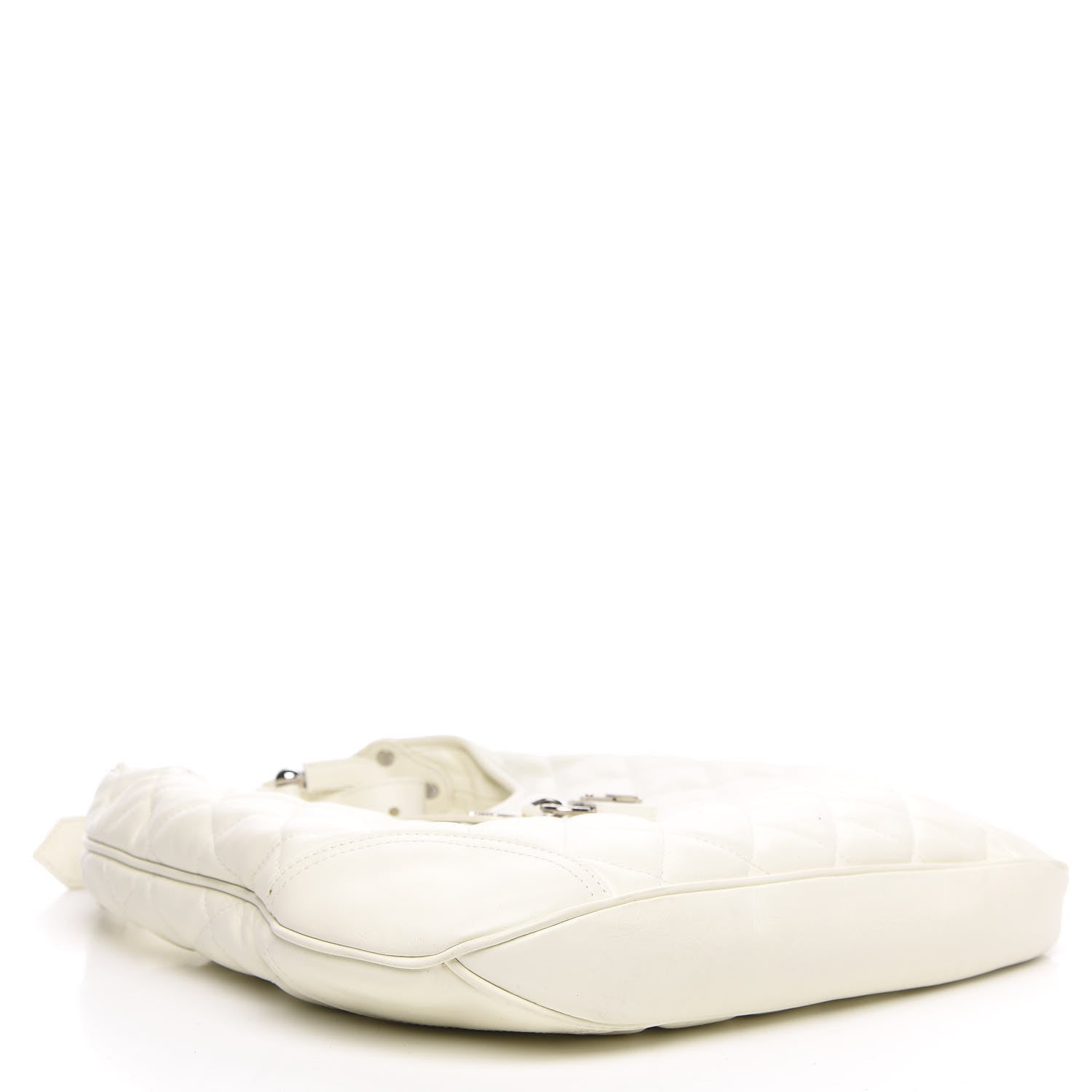 Burberry Calfskin Quilted Brook Hobo White 4 of 14