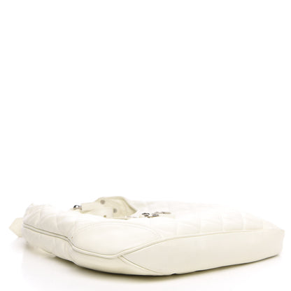 Burberry Calfskin Quilted Brook Hobo White 4 of 14