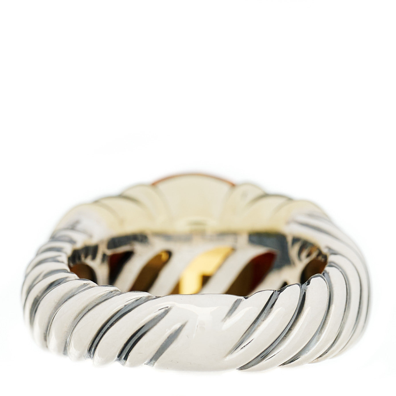 Sterling Silver 14K Yellow Gold Citrine 10mm Cable Capri Ring 52 6