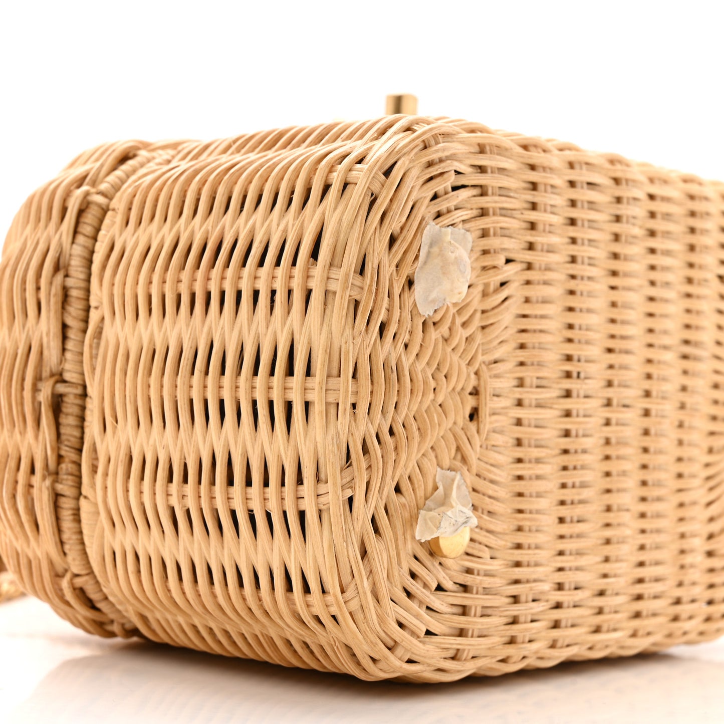 Braided Rattan Top Handle Vanity Case Beige Beige
