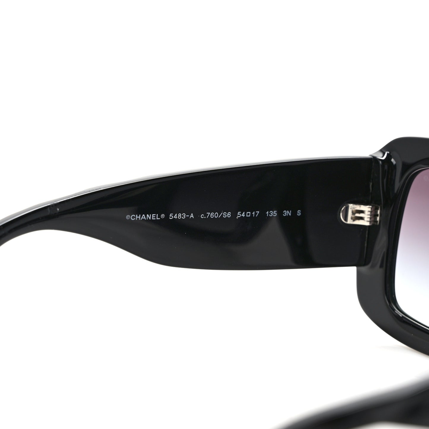 Acetate Quilted CC Rectangle Sunglasses 5483-A Black