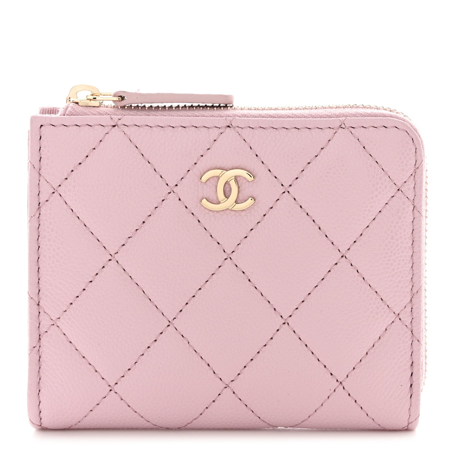 Chanel Caviar Quilted CC Zip Around Card Holder Wallet Light Purple 1 of 7
