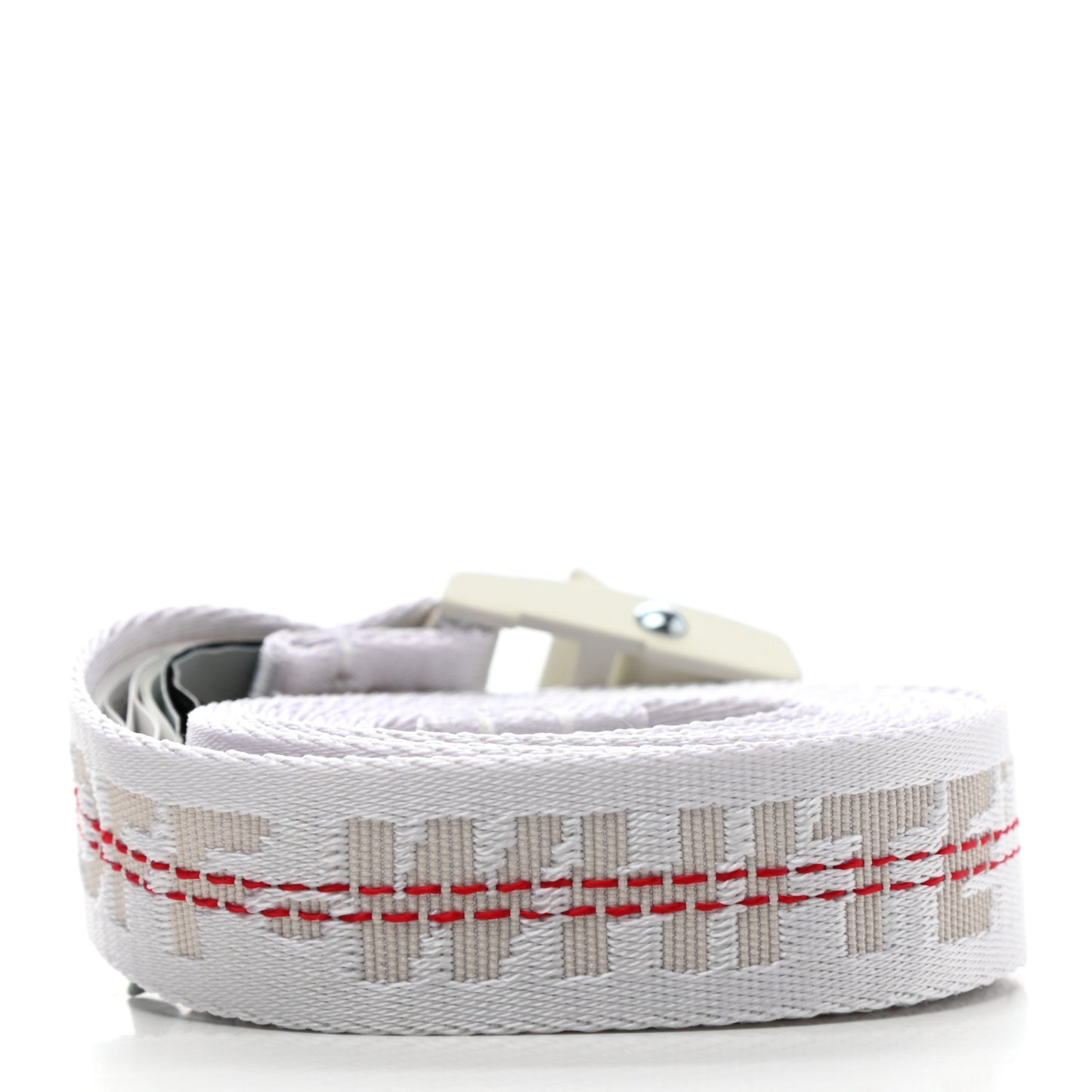 Nylon Striped Industrial Web Logo Belt White