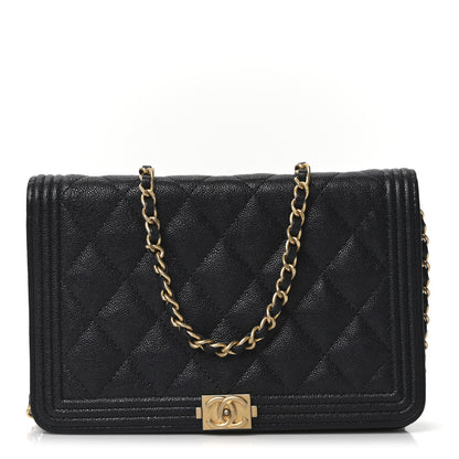 Chanel Caviar Quilted Boy Wallet On Chain WOC Navy 1 of 11