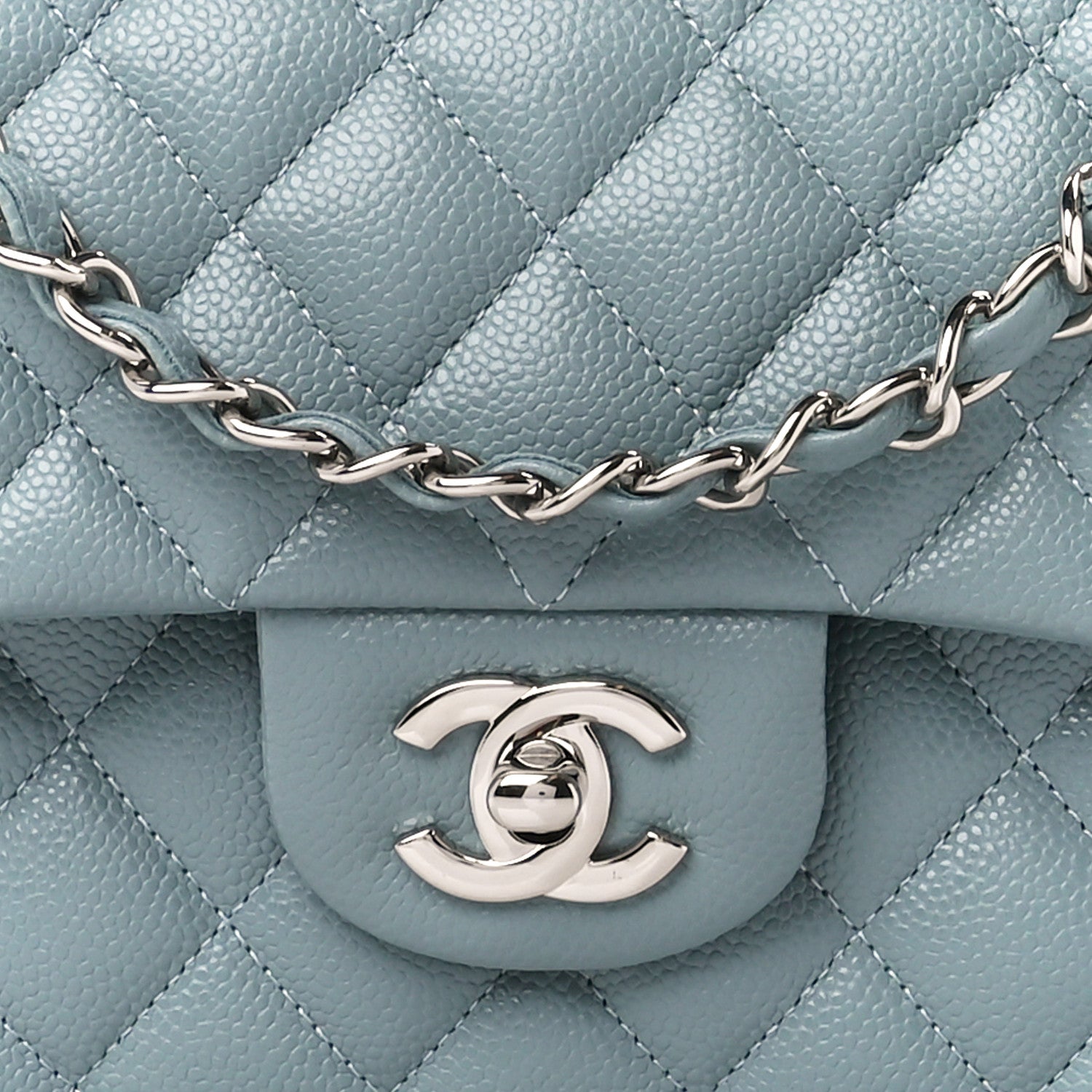 Chanel Caviar Quilted Small Double Flap Light Blue 9 of 11