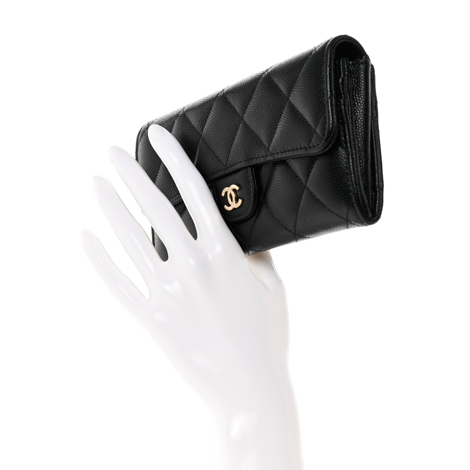 Chanel Caviar Quilted Medium Gusset Flap Wallet Black 2 of 9