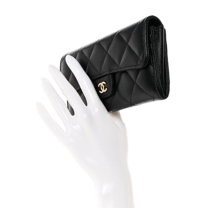 Chanel Caviar Quilted Medium Gusset Flap Wallet Black 2 of 9