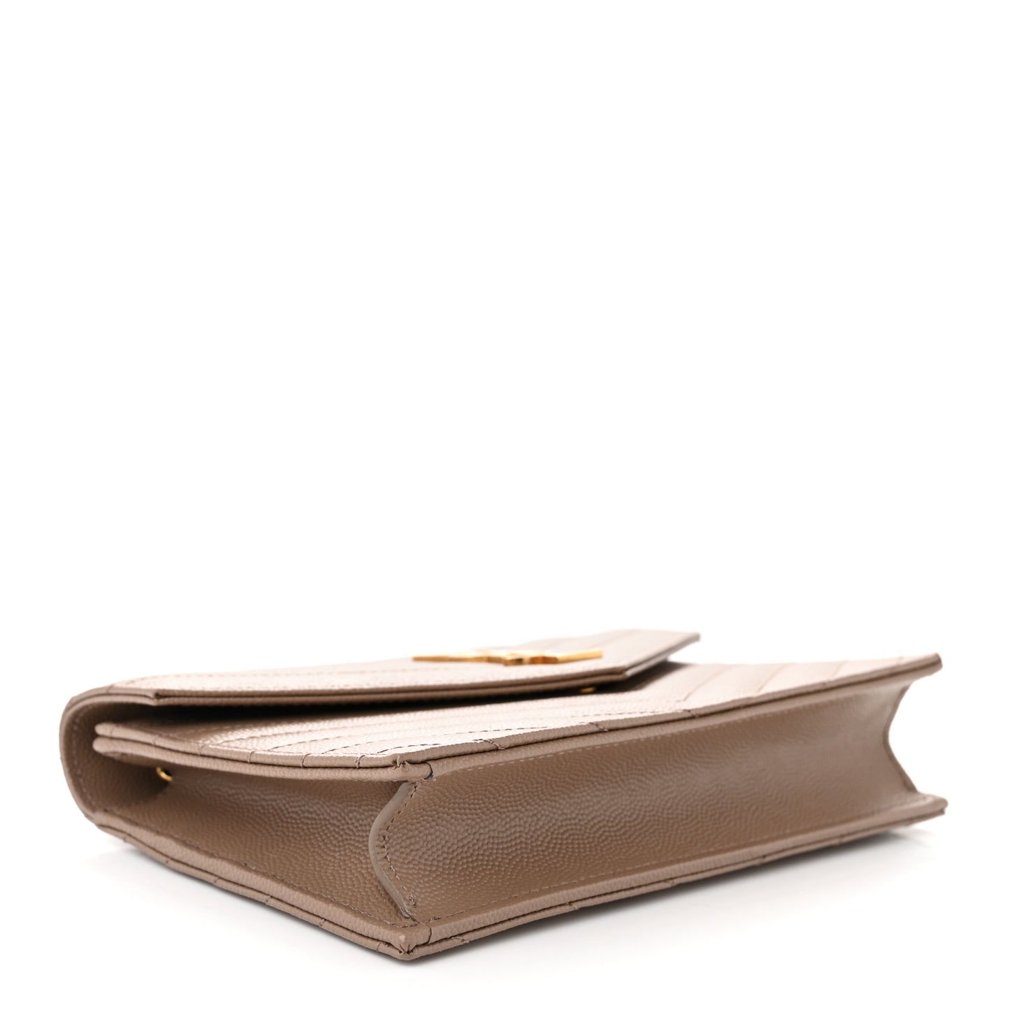 Grain De Poudre Matelasse Chevron Monogram Envelope Chain Wallet Dark Latte