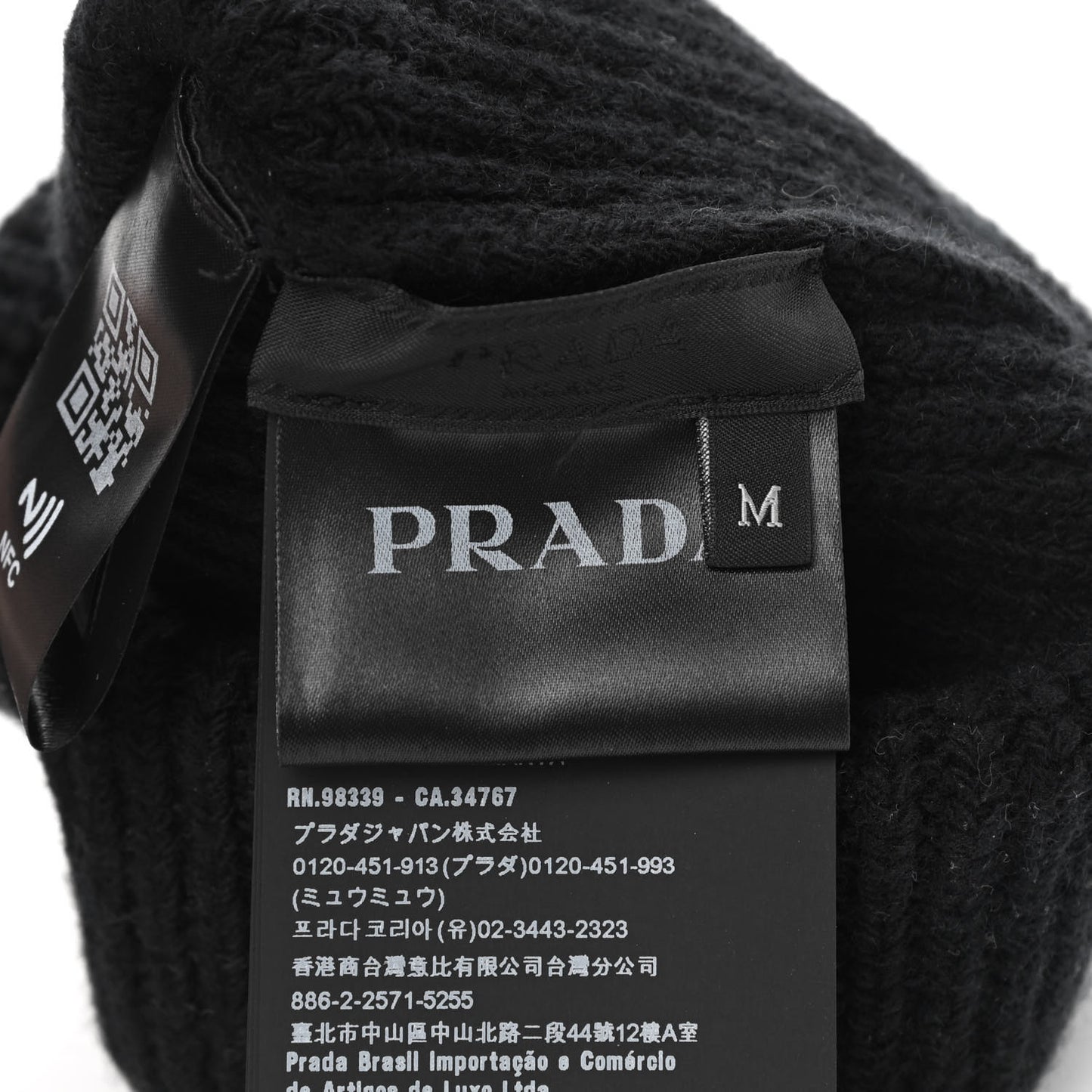 Wool Cashmere Beanie Hat M Black