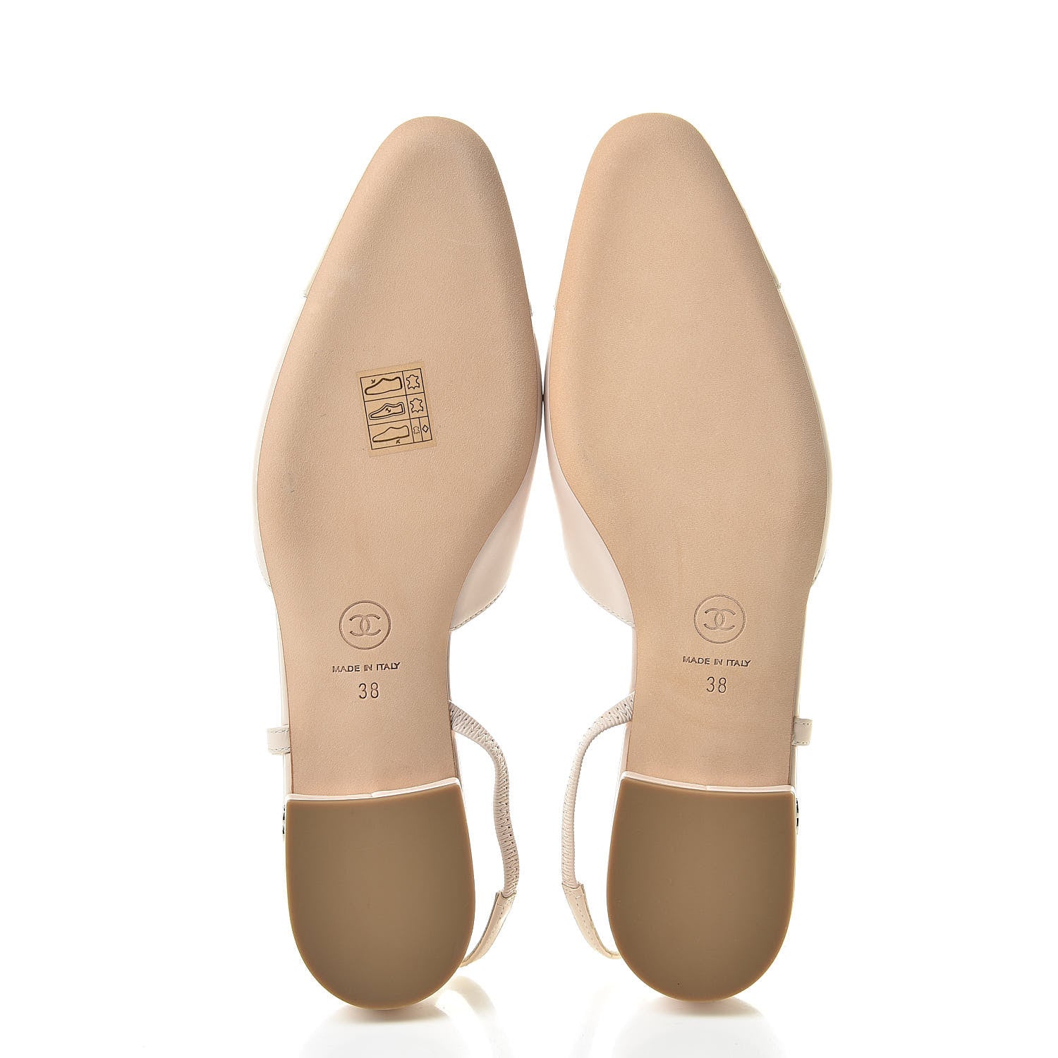 Chanel Lambskin Cap Toe CC Slingback Sandals 38 Ivory 5 of 7