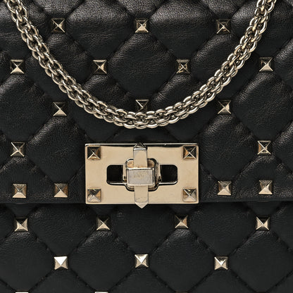 Valentino Garavani Lambskin Rockstud Spike Wallet on Chain Black 7 of 9