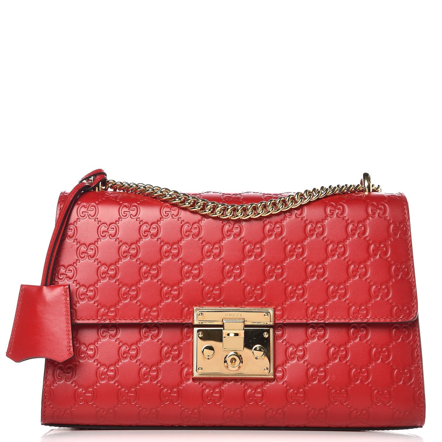 Guccissima Medium Padlock Shoulder Bag Hibiscus Red