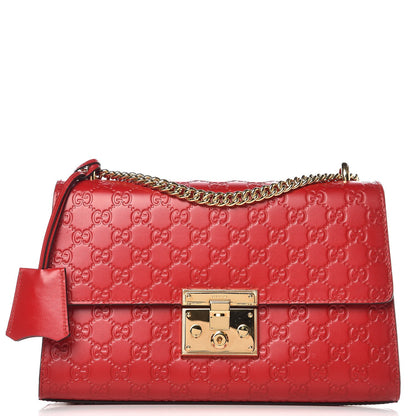 Gucci Guccissima Medium Padlock Shoulder Bag Hibiscus Red 1 of 9
