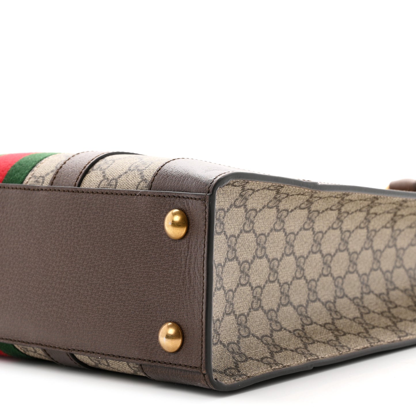 GG Supreme Monogram Web Textured Dollar Calfskin Medium Ophidia Tote Brown
