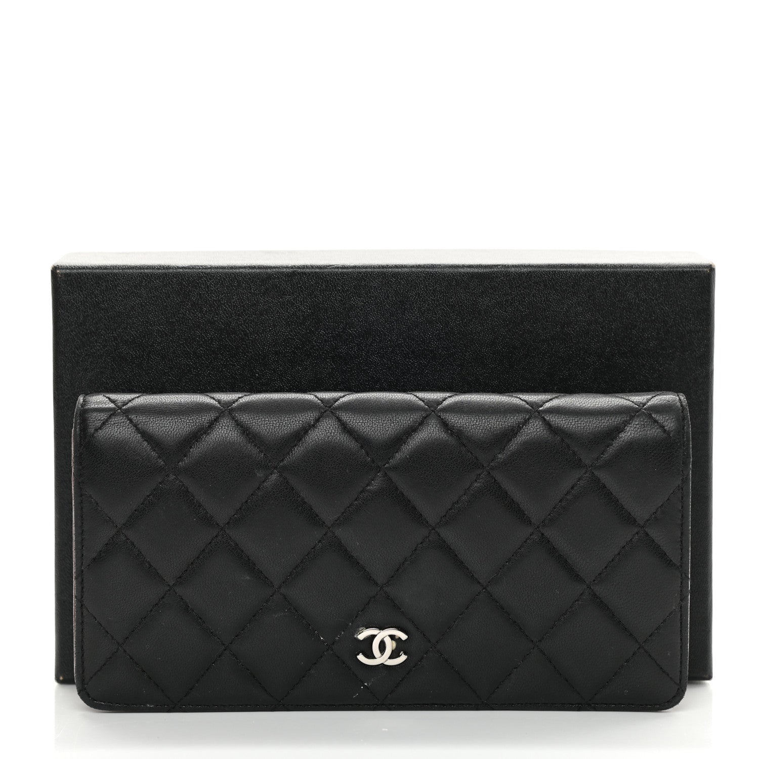 Chanel Lambskin Quilted Yen Wallet Black 14 of 14