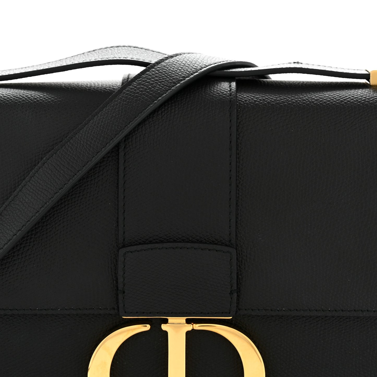 Grained Calfskin 30 Montaigne Flap Bag Black