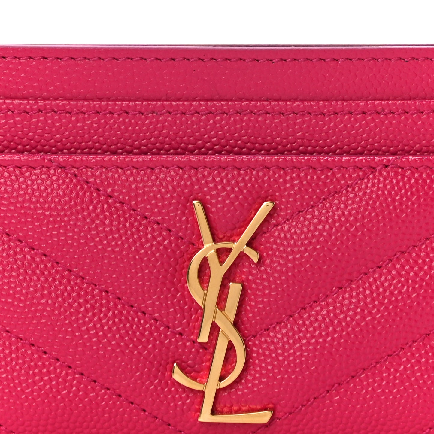 Grain De Poudre Matelasse Chevron Monogram Credit Card Case Fresh Fuxia