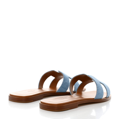 Hermes Denim Canvas Oran Sandals 38 Bleu Clair 4 of 9