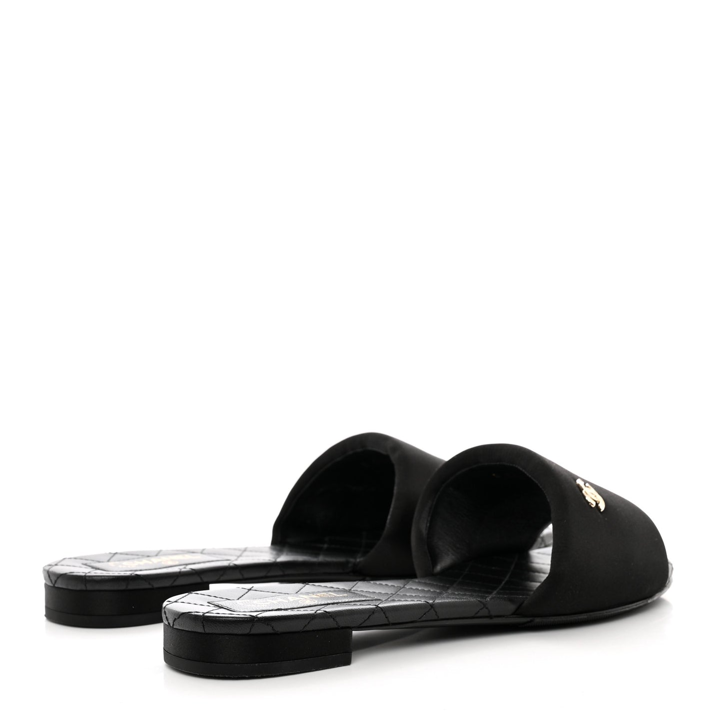 Satin Mule Sandals 41 Black