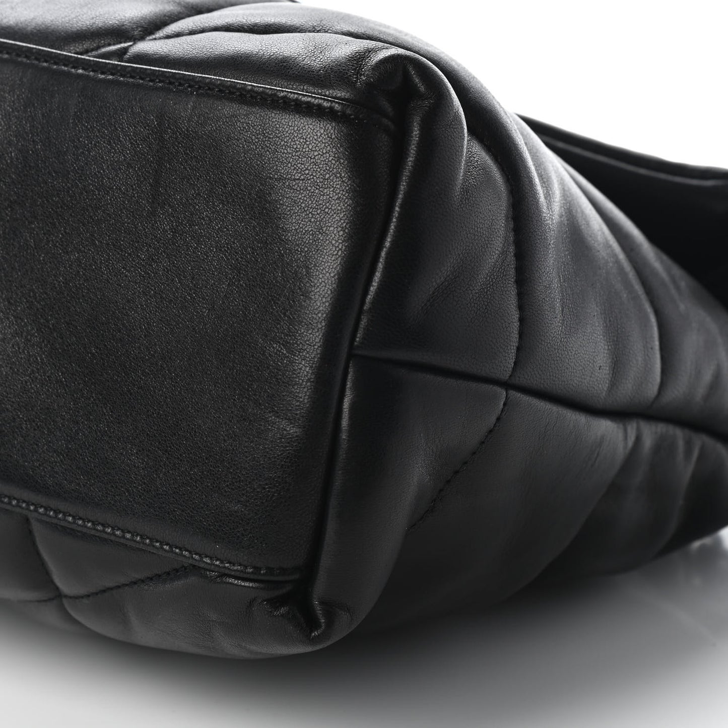 Lambskin Quilted Medium Loulou Puffer Monogram Chain Satchel Black