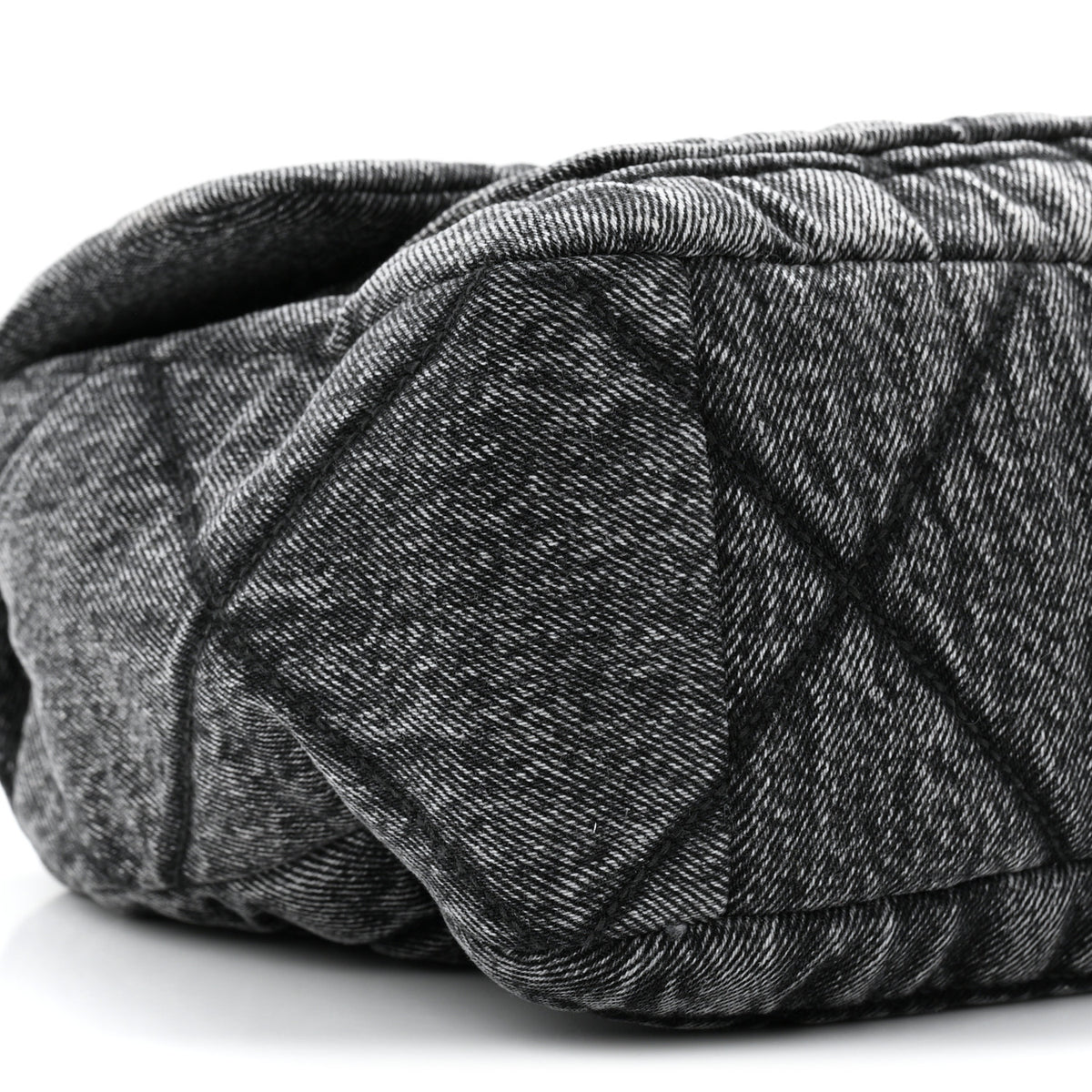 Washed Denim Quilted Large Flap Bag Black