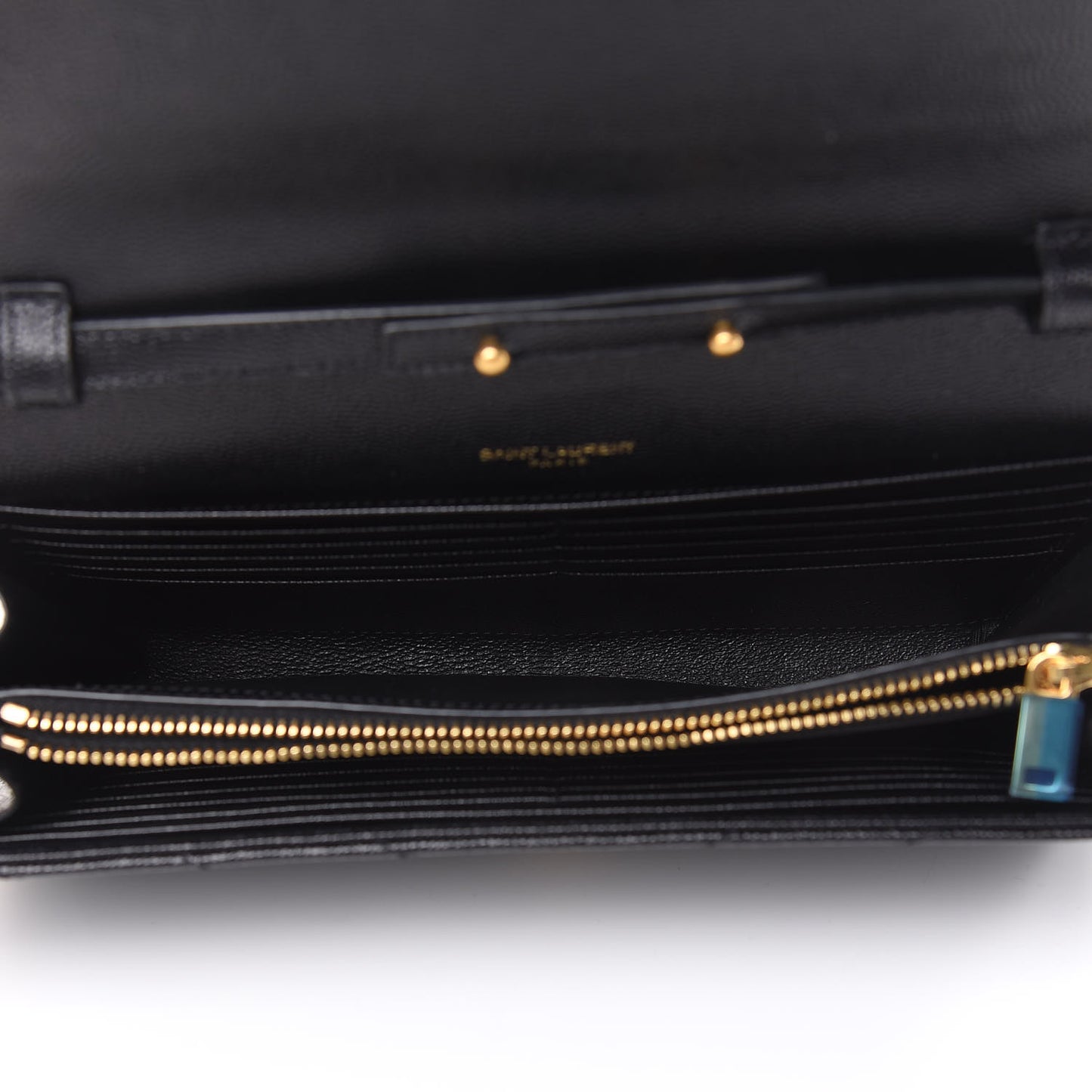 Grain De Poudre Matelasse Chevron Monogram Chain Wallet Black