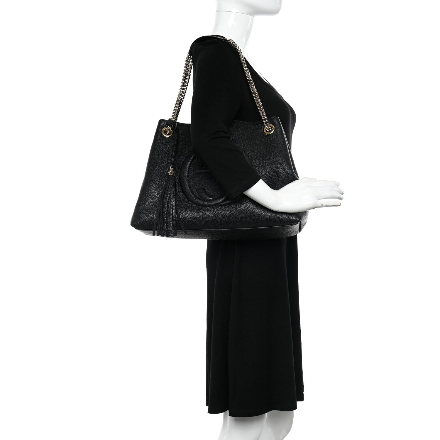 Gucci Pebbled Calfskin Medium Soho Chain Shoulder Bag Black 2 of 10