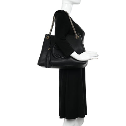 Gucci Pebbled Calfskin Medium Soho Chain Shoulder Bag Black 2 of 10