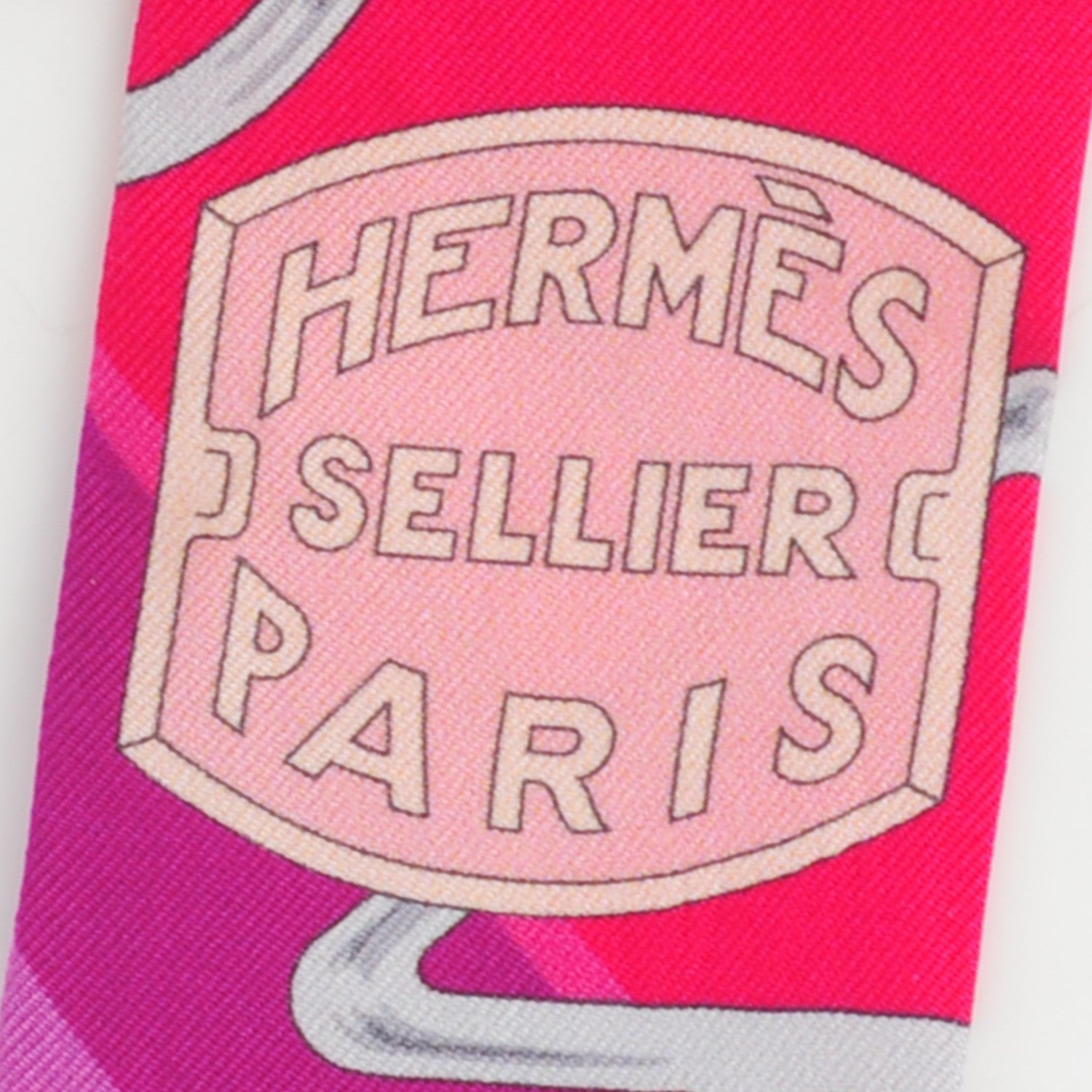 Hermes Silk Tatersale Twilly Fuchsia Rouge Vif Corail 4 of 10