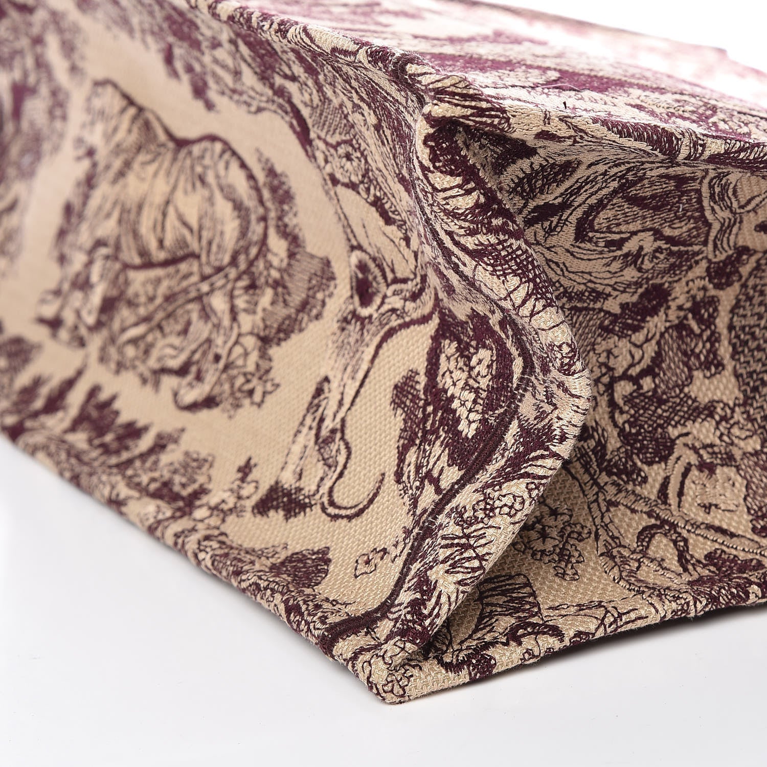 Christian Dior Canvas Embroidered Large Dioriviera Toile De Jouy Book Tote Burgundy 9 of 10