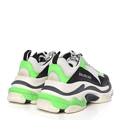 Balenciaga Fabric Mesh Womens Triple S Sneakers 39 White Green Fluo Black 4 of 8