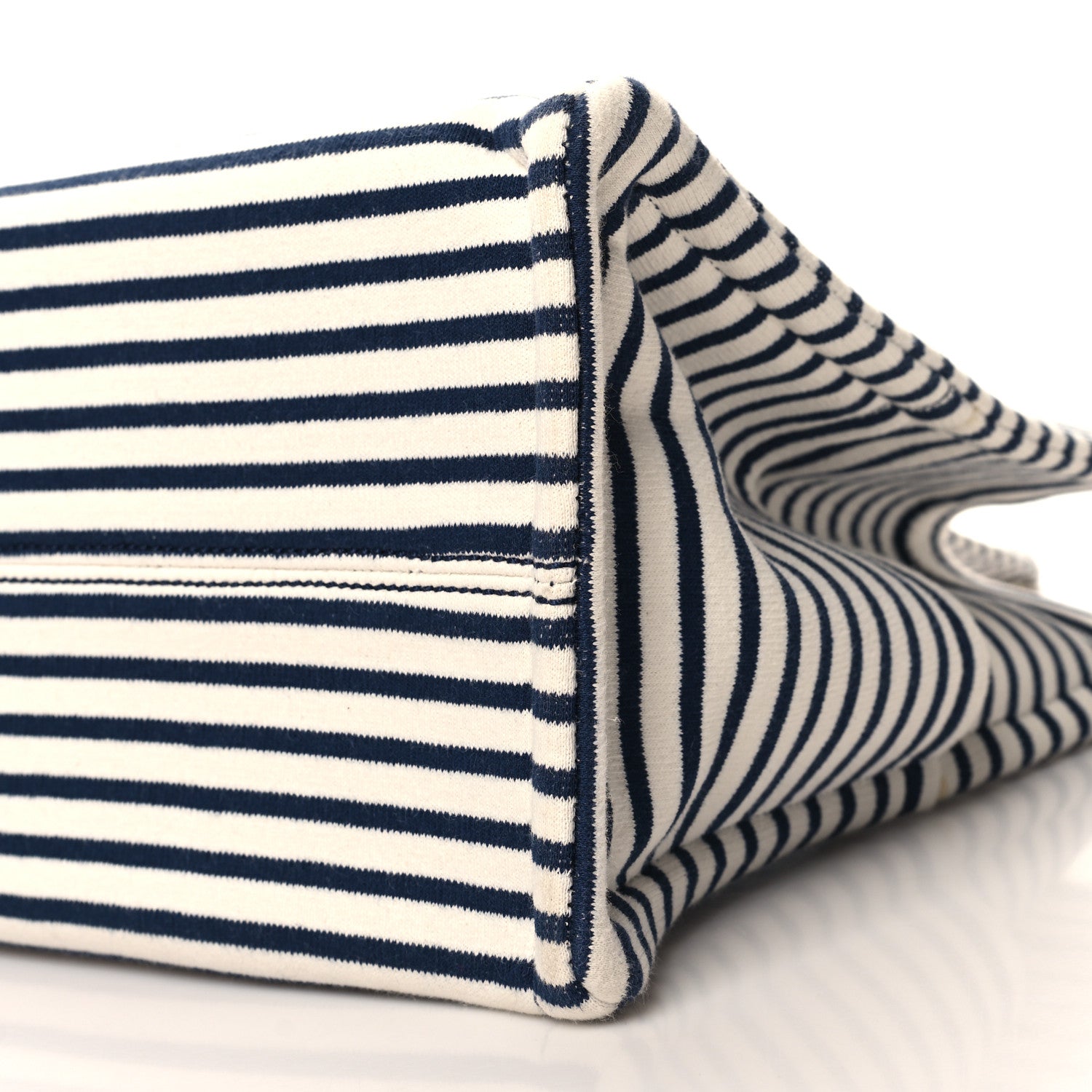 Celine Canvas Calfskin Striped Triomphe Cabas Navy 9 of 12