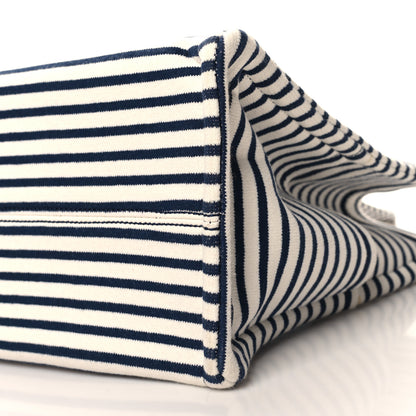 Celine Canvas Calfskin Striped Triomphe Cabas Navy 9 of 12