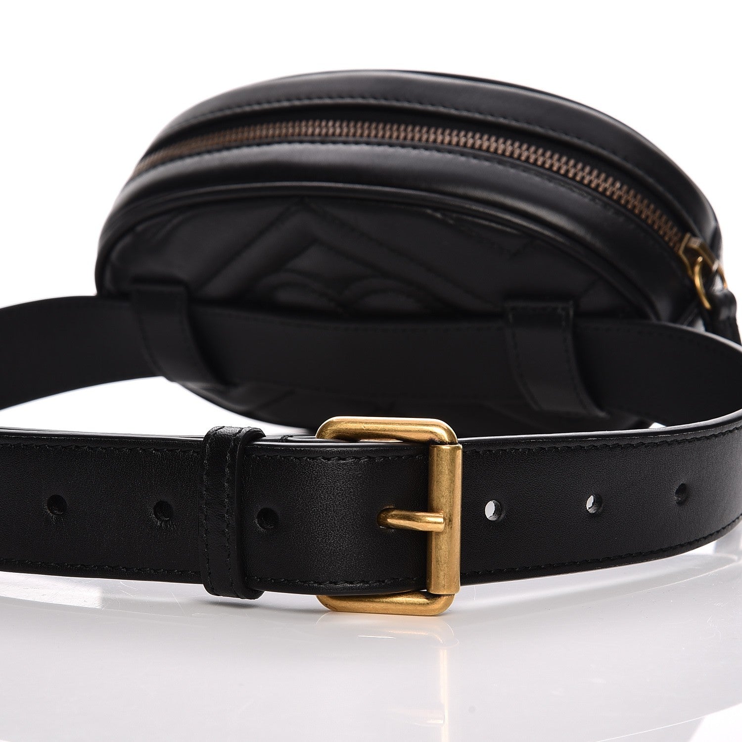 Gucci Calfskin Matelasse GG Marmont Belt Bag 75 30 Black 8 of 9