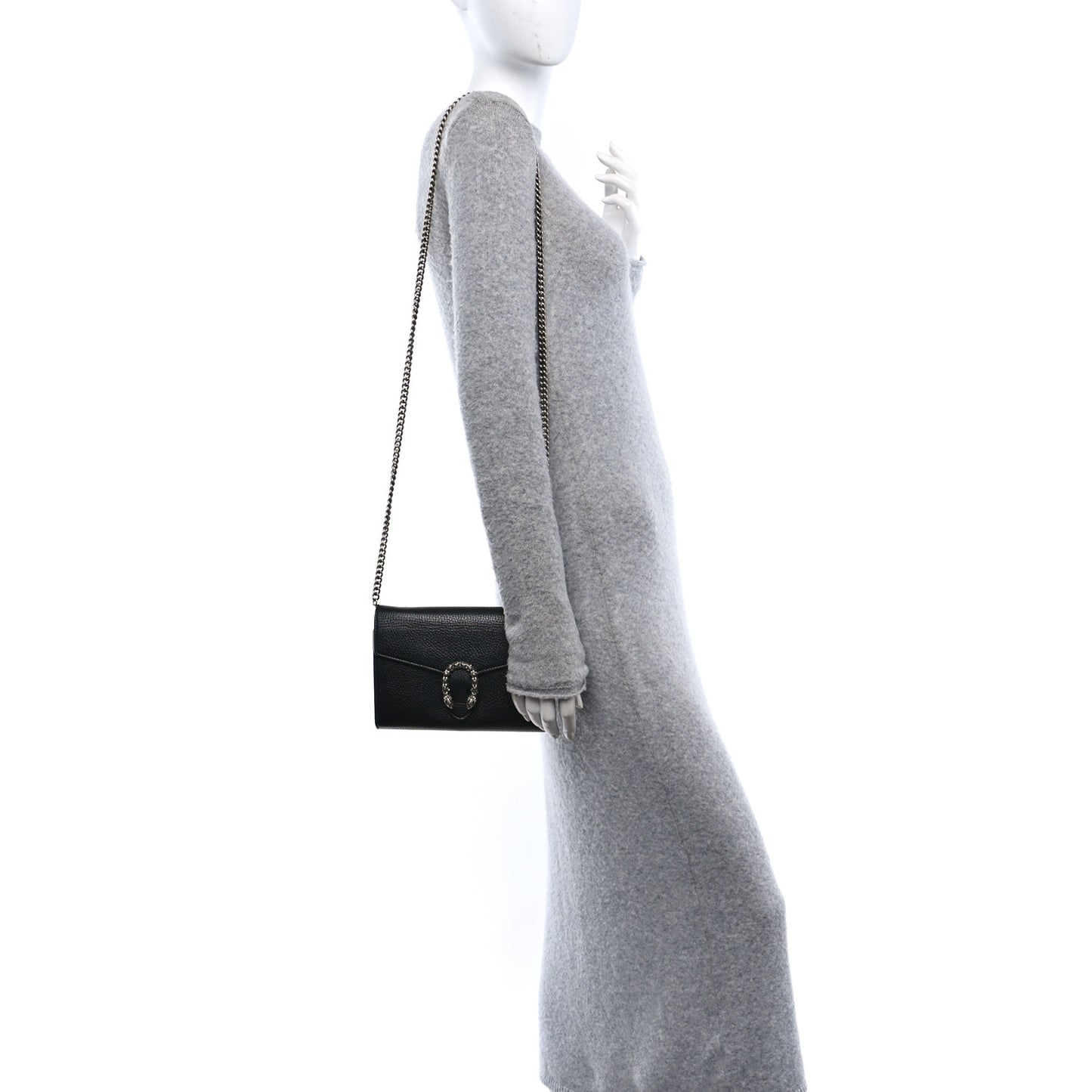 Calfskin Mini Dionysus Chain Wallet Black