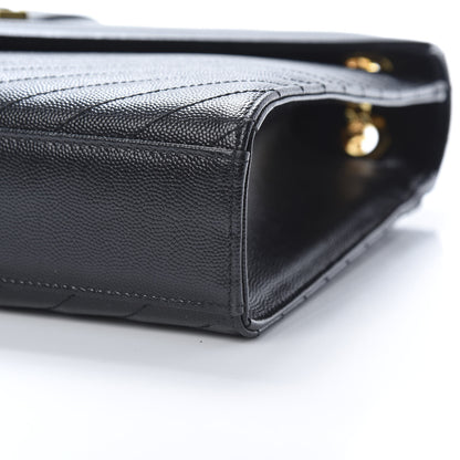 Saint Laurent Grain De Poudre Matelasse Chevron Large Monogram Satchel Black 10 of 10
