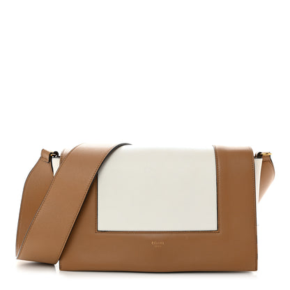 Celine Shiny Smooth Calfskin Medium Frame Shoulder Bag Tan Optic White 1 of 12