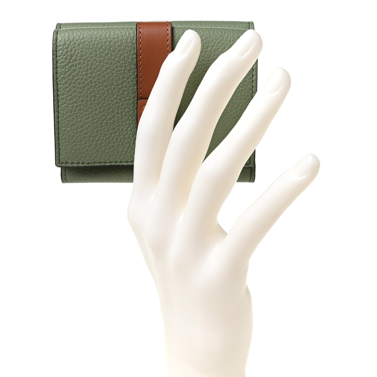 Grained Calfskin Tri-Fold Wallet Rosemary Tan