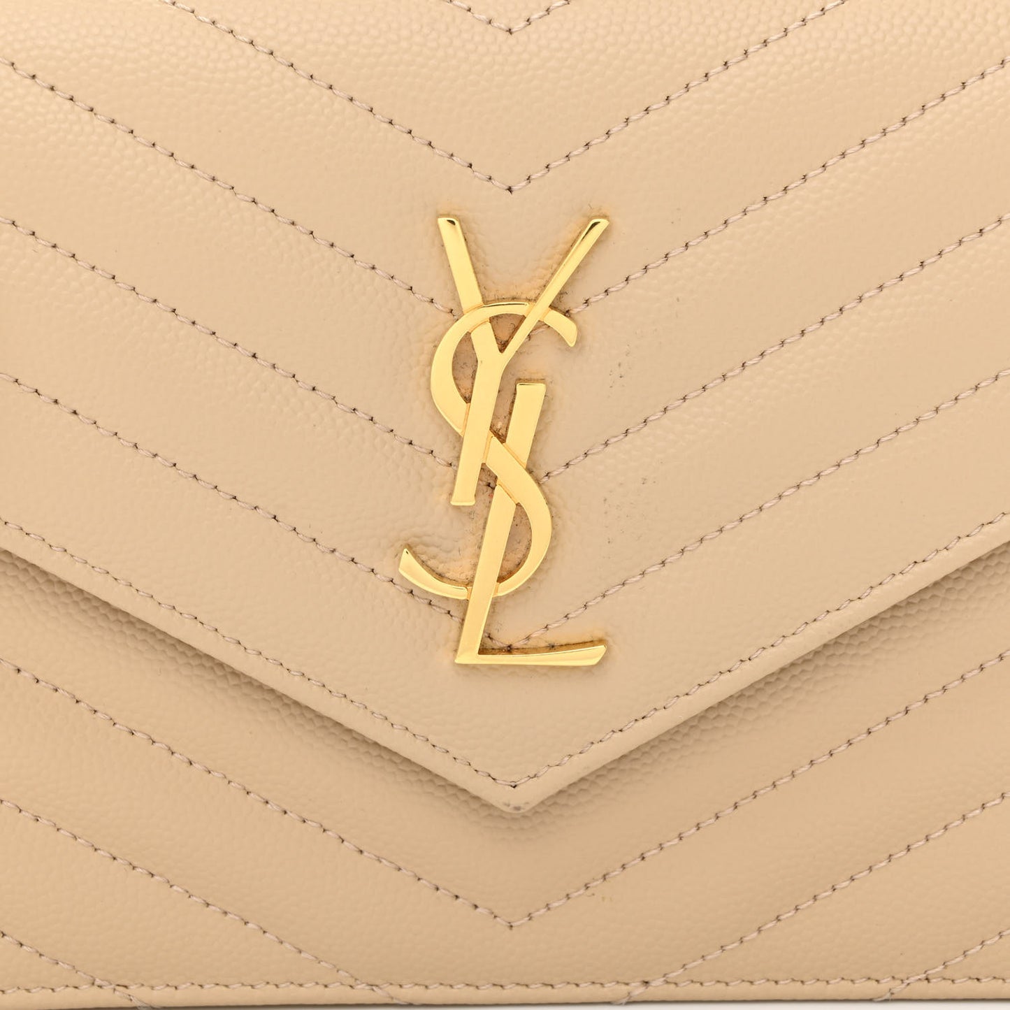 Grain De Poudre Matelasse Chevron Monogram Envelope Chain Wallet Nude Powder