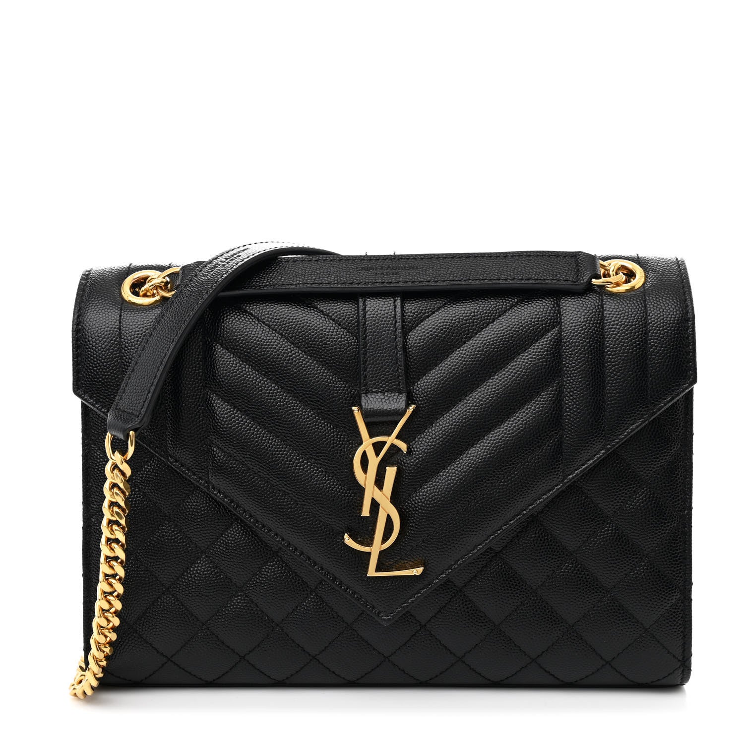 Saint Laurent Grain De Poudre Textured Mixed Matelasse Triquilt Medium Monogram Satchel Black 1 of 11
