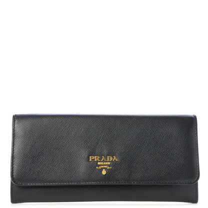 Prada Saffiano Multicolor Continental Flap Wallet Black Peonia 1 of 7