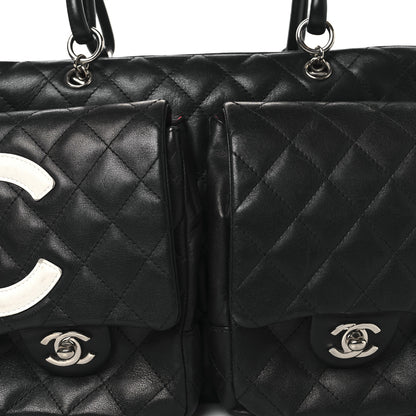 Chanel Calfskin Quilted Large Cambon Multipocket Reporter Black White 8 of 15