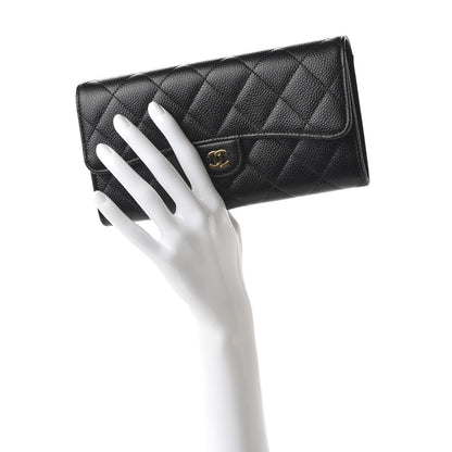 Chanel Caviar Quilted Large Gusset Flap Wallet Black 2 of 11
