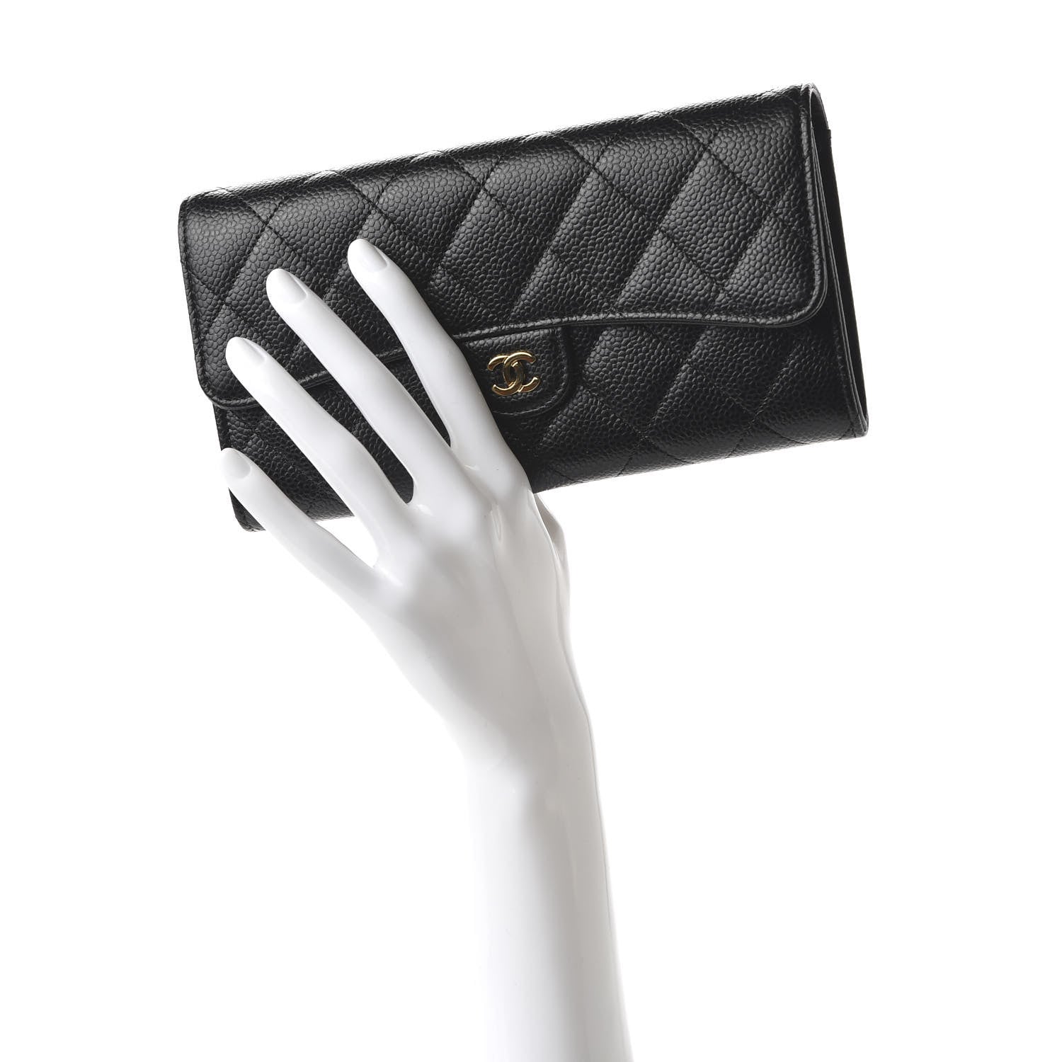 Chanel Caviar Quilted Large Gusset Flap Wallet Black 2 of 11