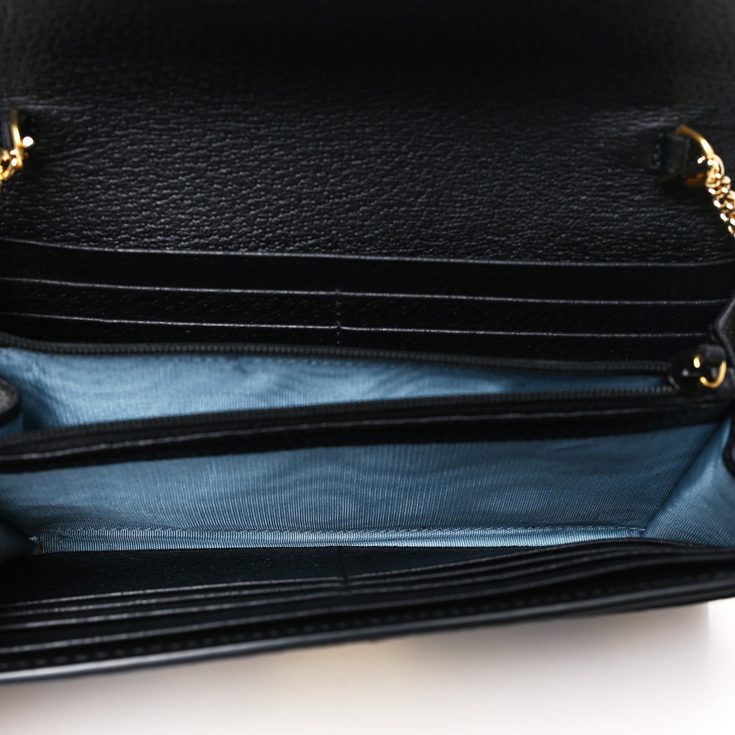 Grained Calfskin Bee Star Continental Chain Wallet Black