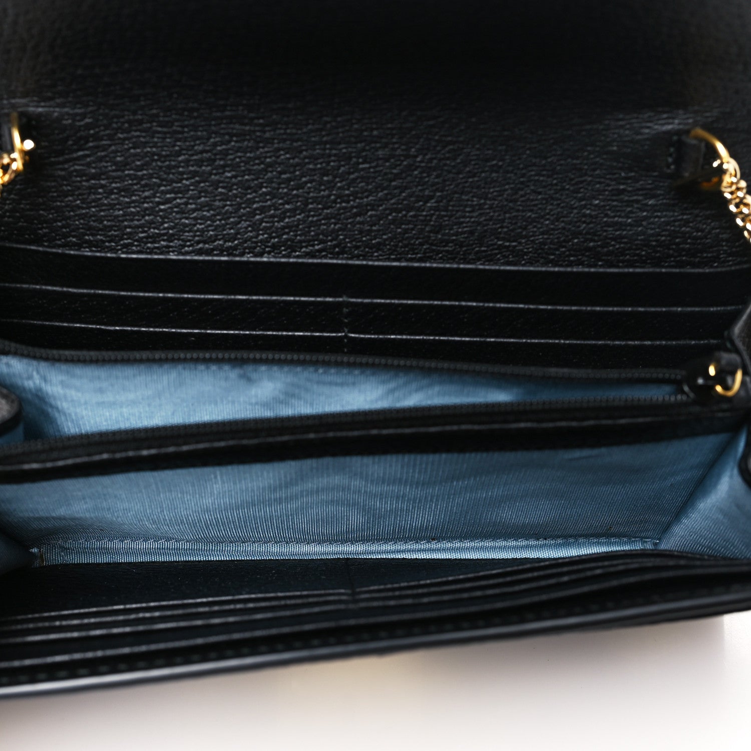 Gucci Grained Calfskin Bee Star Continental Chain Wallet Black 5 of 10