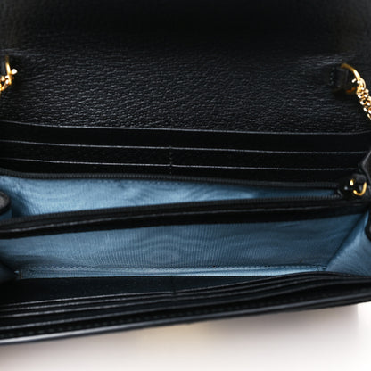 Gucci Grained Calfskin Bee Star Continental Chain Wallet Black 5 of 10