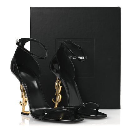 Saint Laurent Patent Calfskin Opyum 110 Sandals 40.5 Black Gold 12 of 12