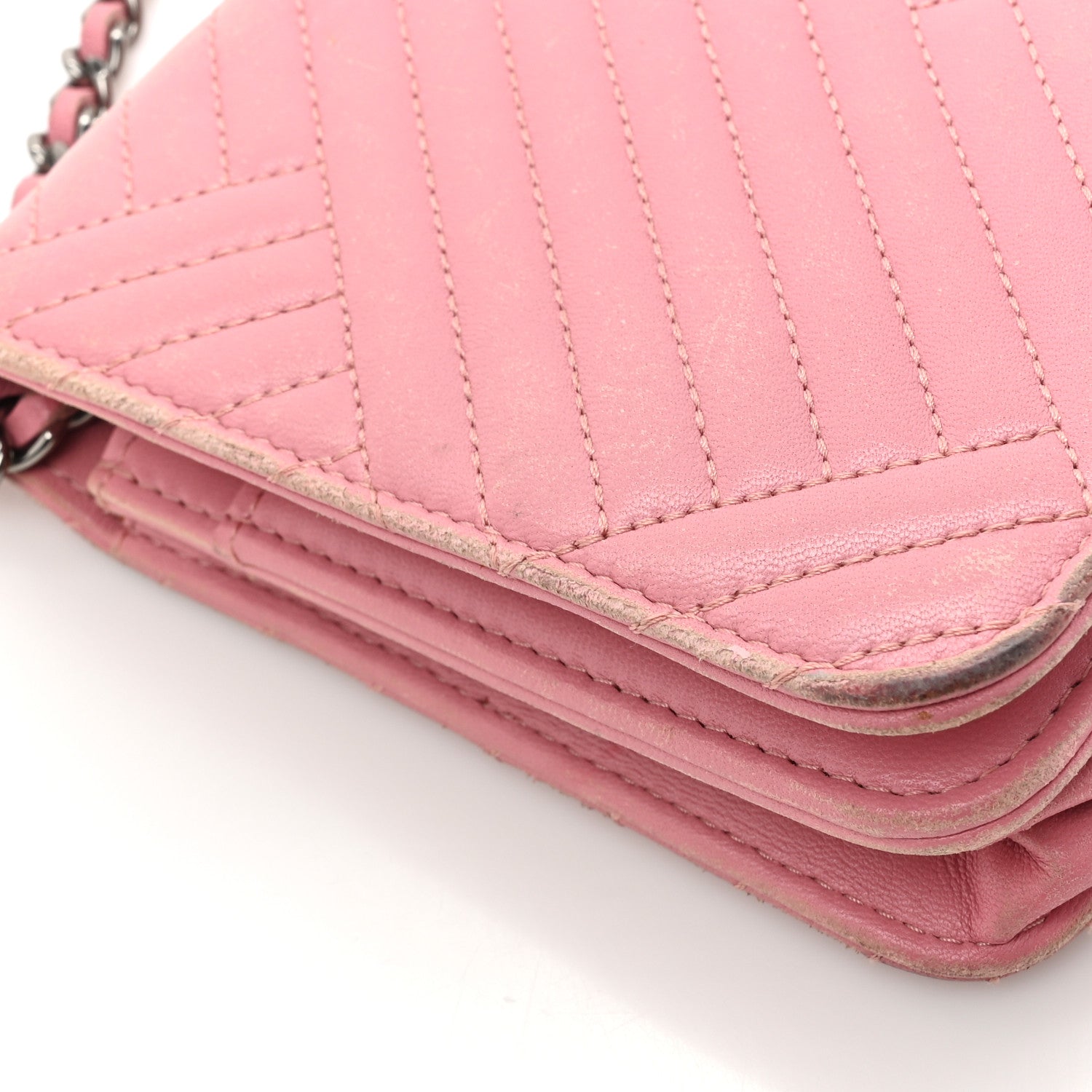 Chanel Lambskin Quilted CC Crossing Wallet On Chain WOC Pink 15 of 20