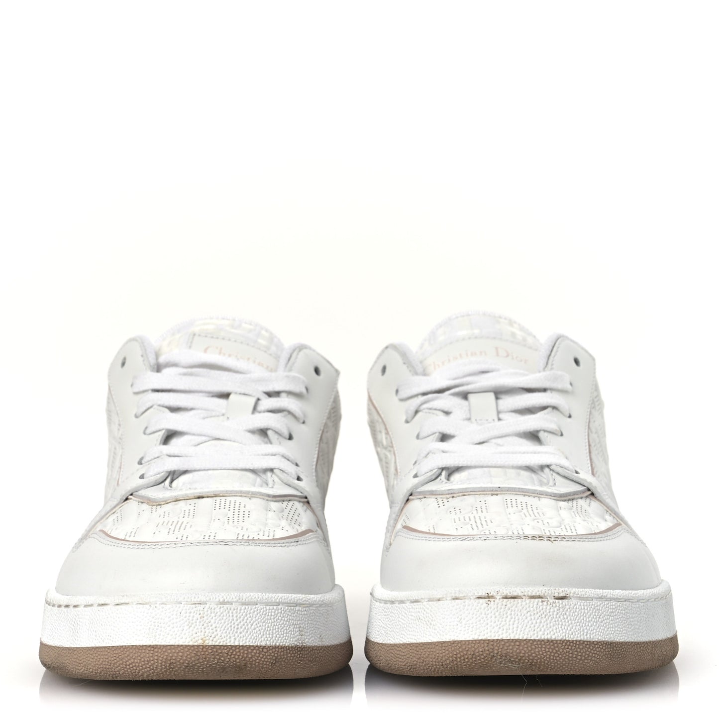 Calfskin Oblique Laser Perforated Dior One Low Sneakers 39 White Nude
